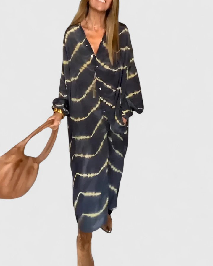 Ameliie™ | Elegant Boho Stribet Maxi Kjole