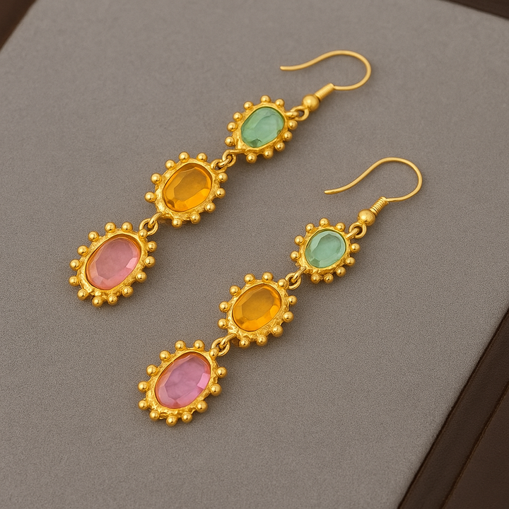 Undine - Forgyldte Øreringe med Farverige Sten