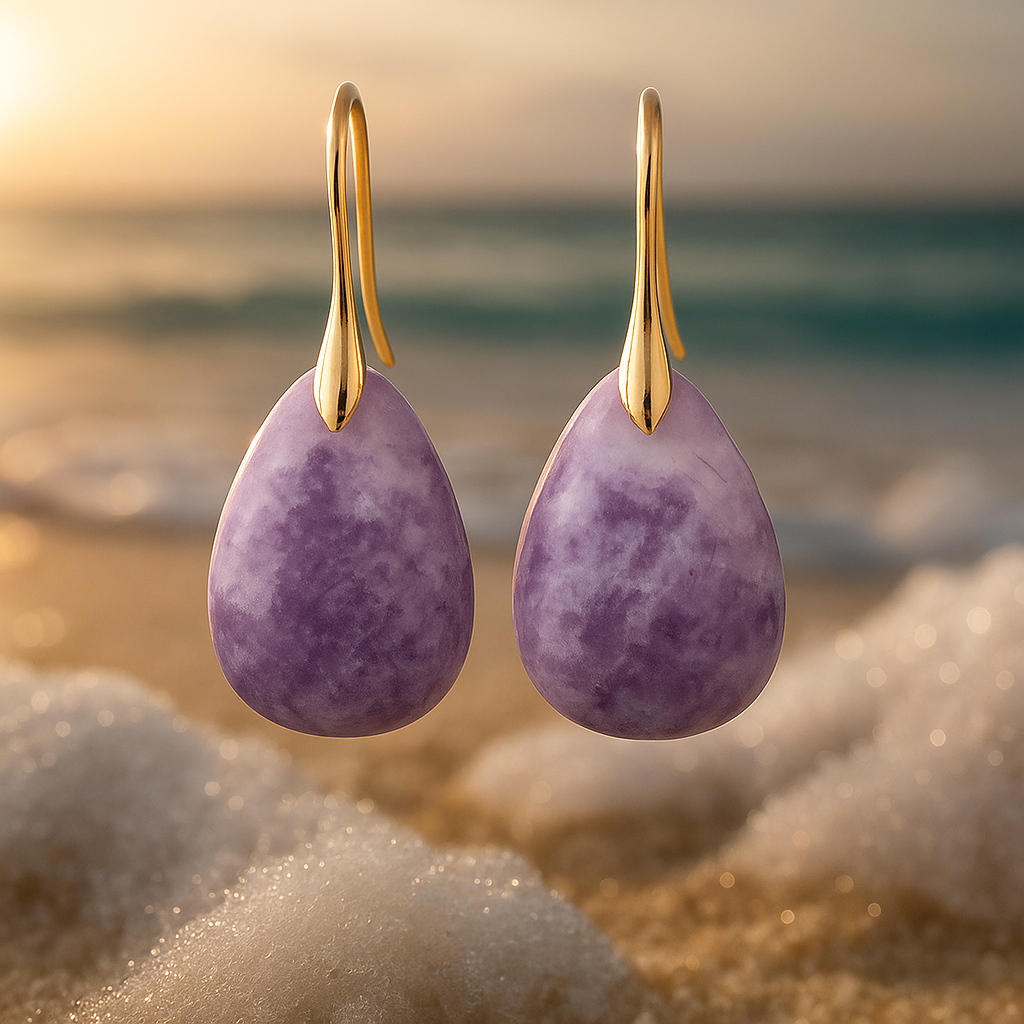 Lavirea - Øreringe med pastellilafarvede sten