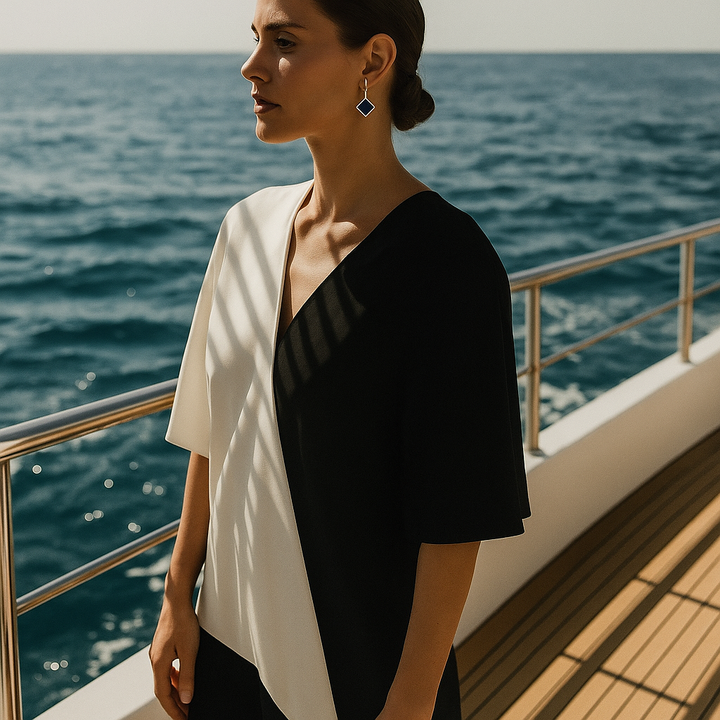 Keto -Øreringe med firkantede sorte ædelstene