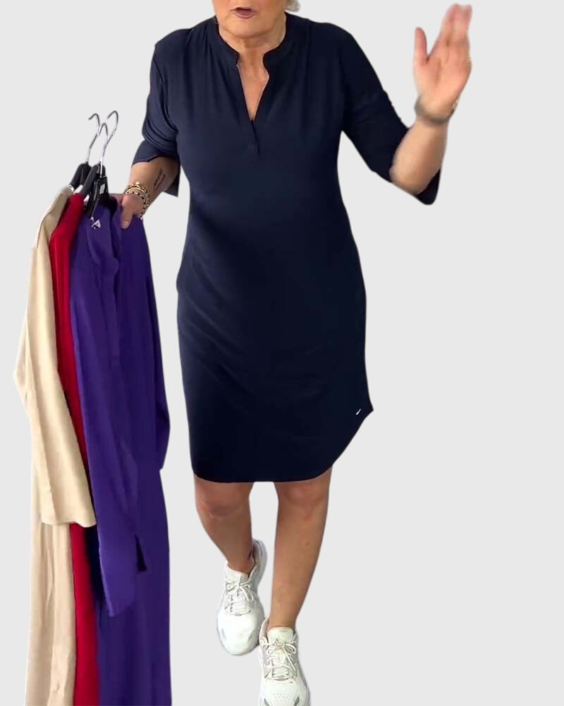 Katherine | Solid V-Hals Kjole