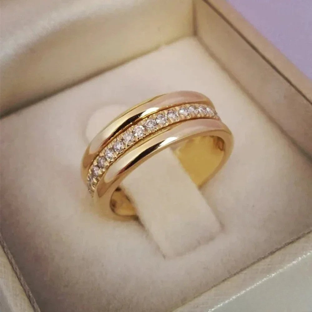 Elegant Dobbelt Ring med Zirconia Indlæg