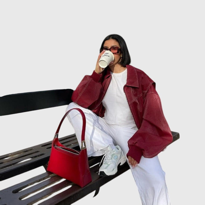 Faye™ - Oversized Læderjakke