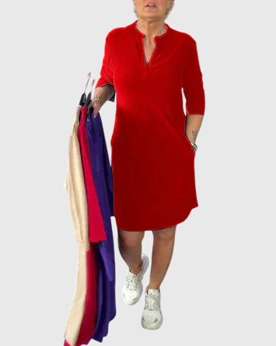 Katherine | Solid V-Hals Kjole