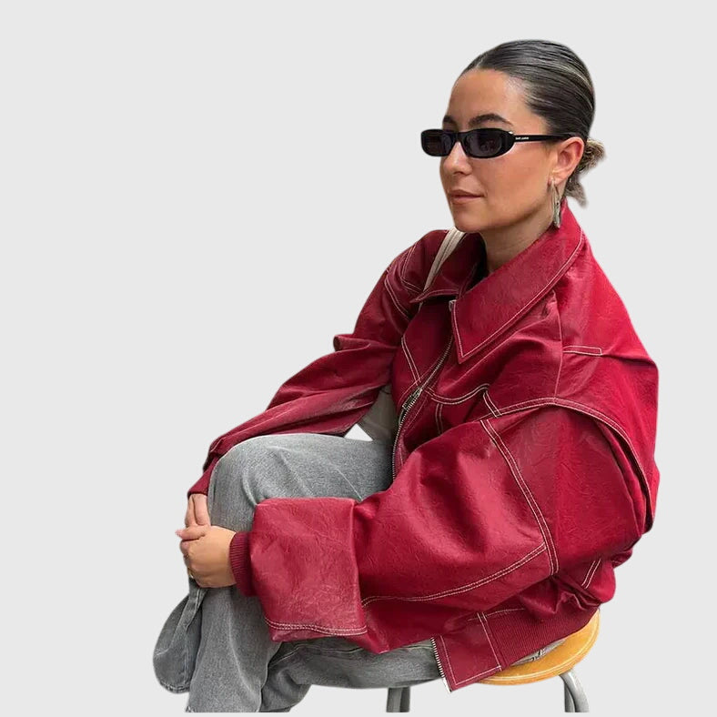 Faye™ - Oversized Læderjakke