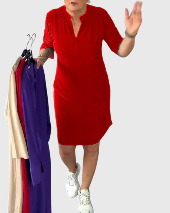Katherine | Solid V-Hals Kjole