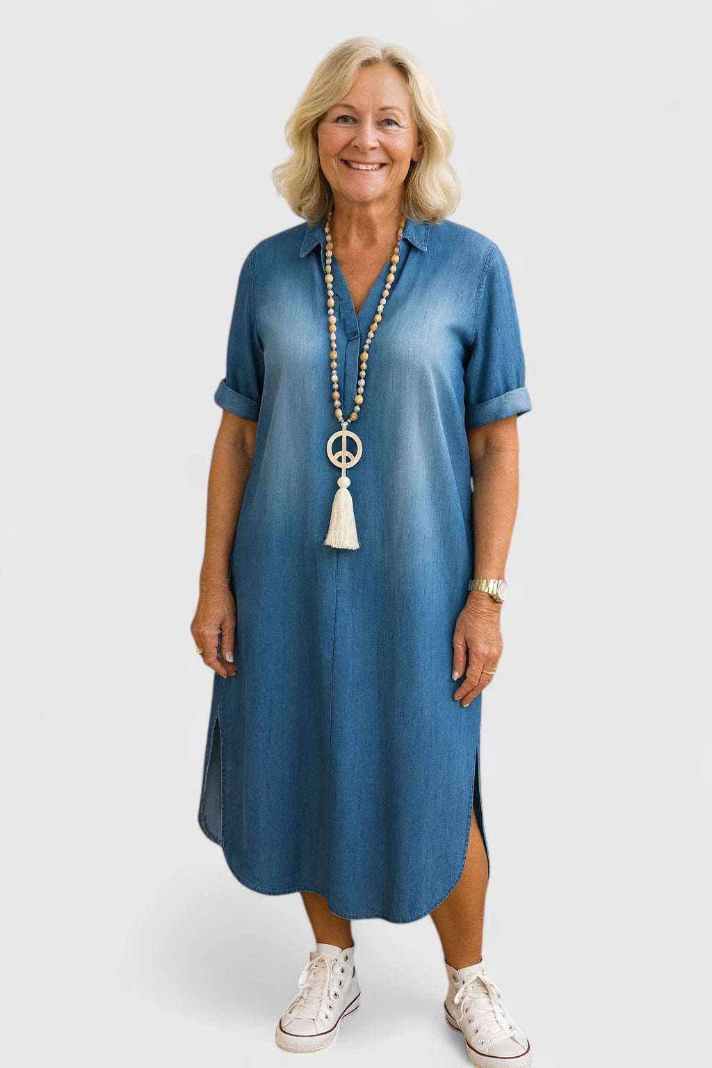 Ylva – Denimkjole med V-hals