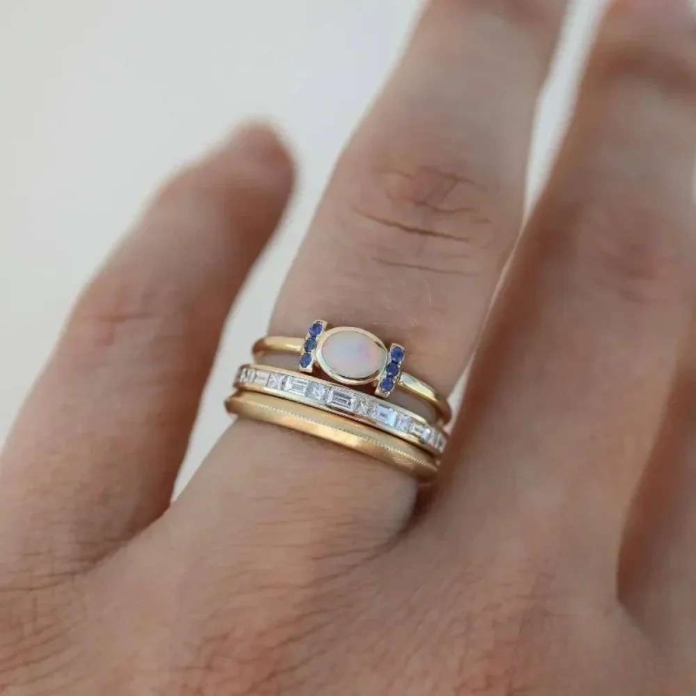 Sæt af Vintage Guld Opal Ringene