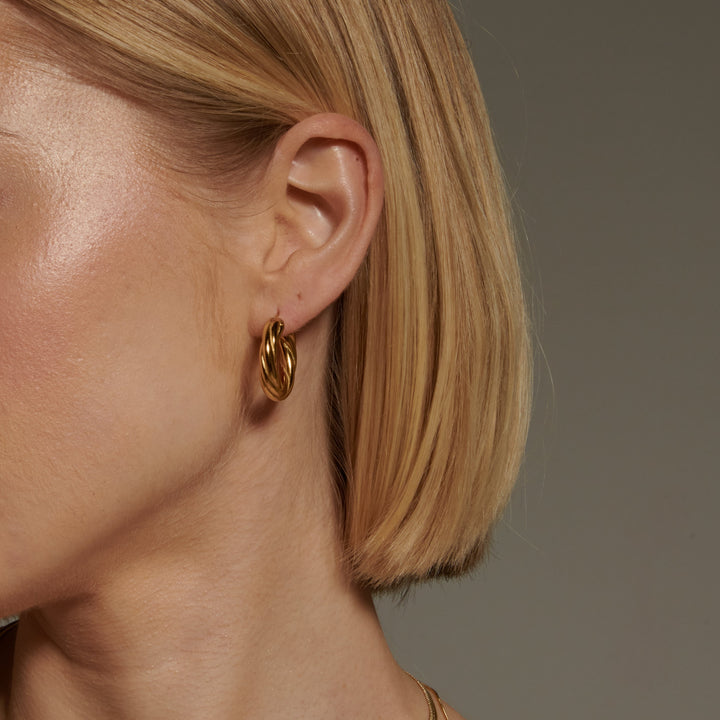 Twisted Plain Hoop Øreringe