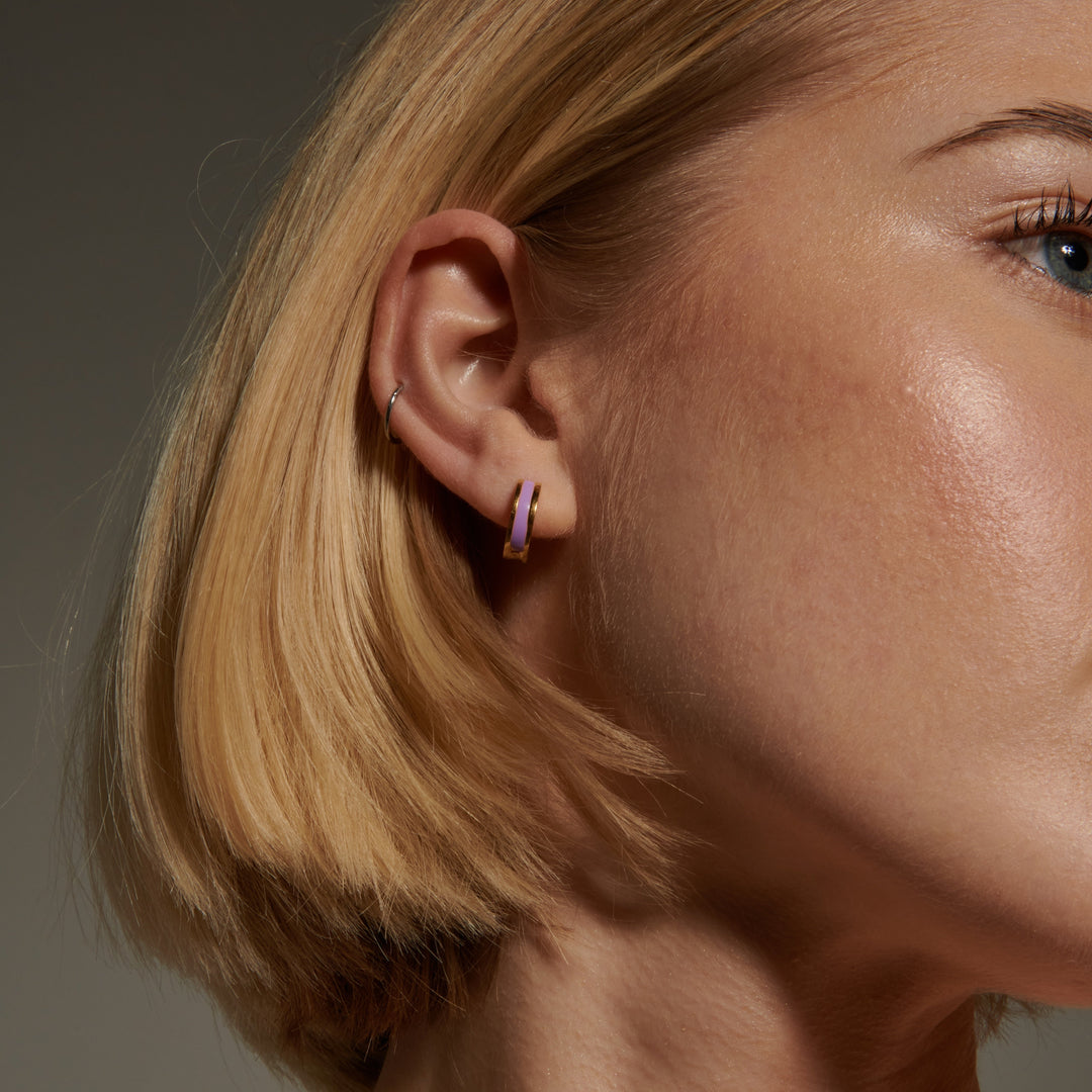 Emalje Stribet Øreringe