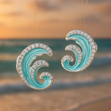 Oceania - Elegante øreringe med blå bølger