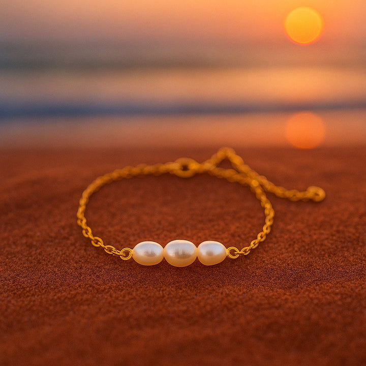 Uld - Armbånd med tre perler