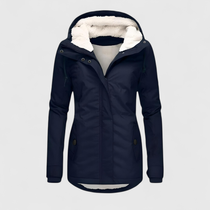 Alfrida | Vandtæt Lang Jakke med Hætte og For