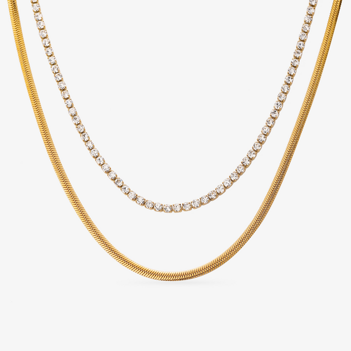 Lagdelte Tennis Halskæde