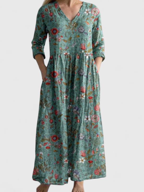 Ulla | Maxi kjole med vintage blomsterprint