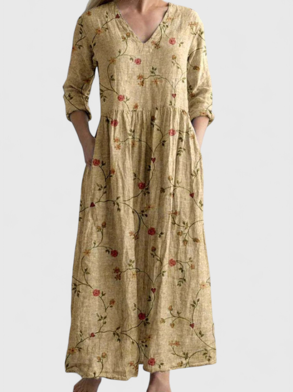 Ulla | Maxi kjole med vintage blomsterprint