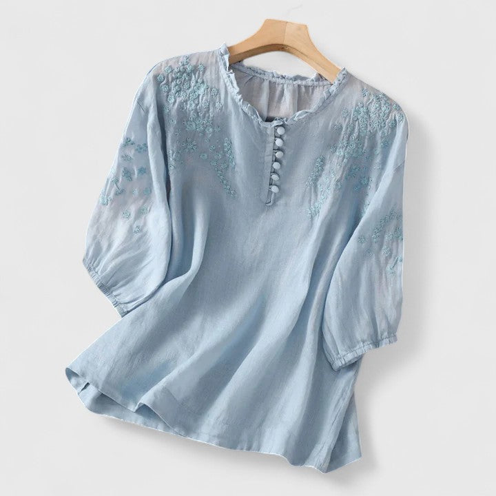 Vasilene | Elegant Knap-Front Bluse