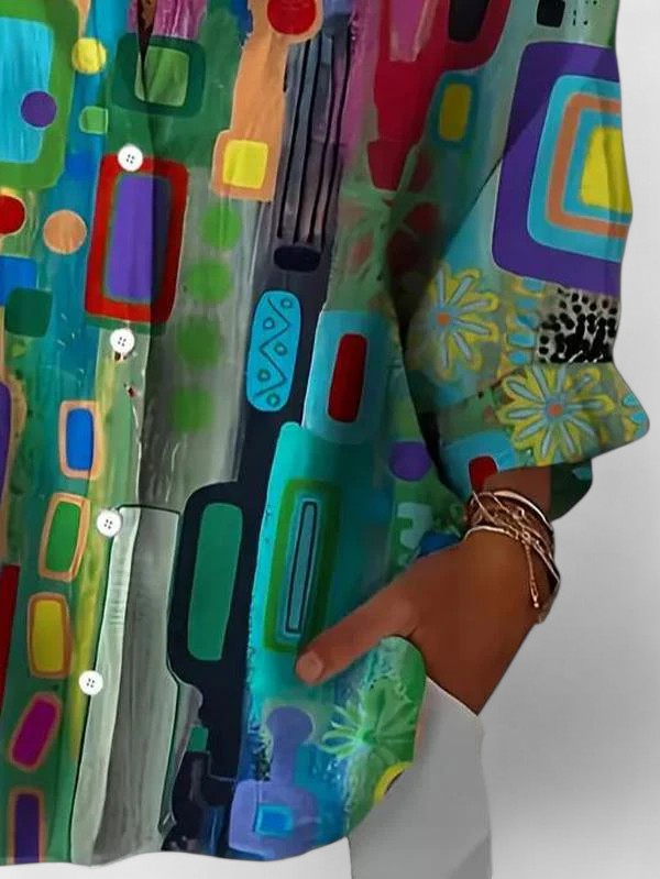 Rose™ | Elegant Geometrisk Mønster Bluse