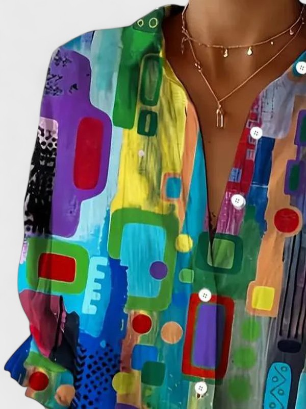 Rose™ | Elegant Geometrisk Mønster Bluse