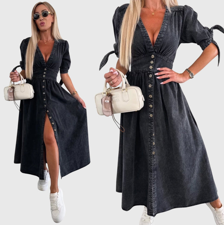 Sophiaa™ | Elegant Denim Kjole