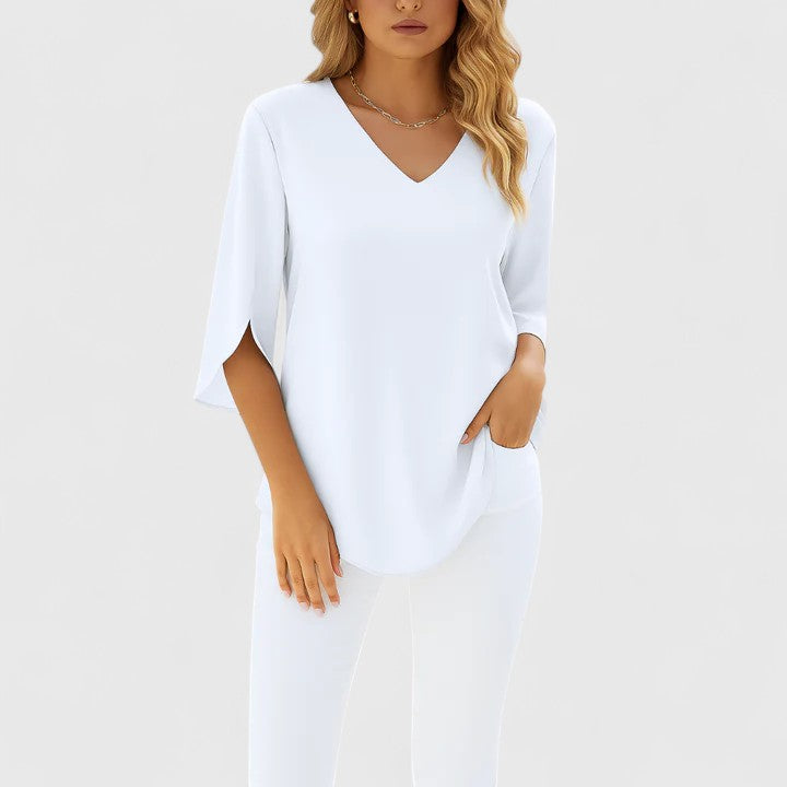 Violetta™ | Sofistikeret V-hals Bluse