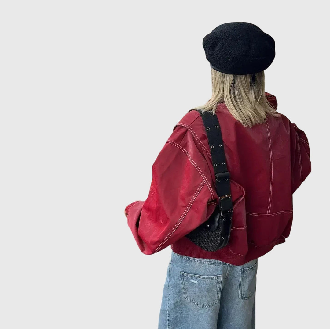 Faye™ - Oversized Læderjakke
