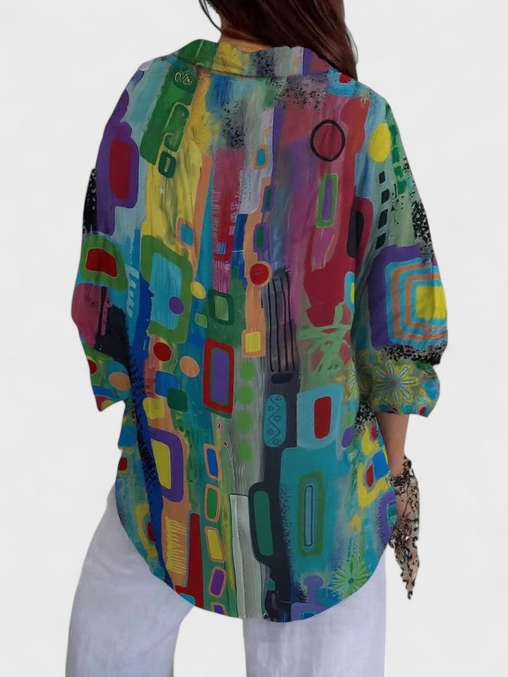 Rose™ | Elegant Geometrisk Mønster Bluse
