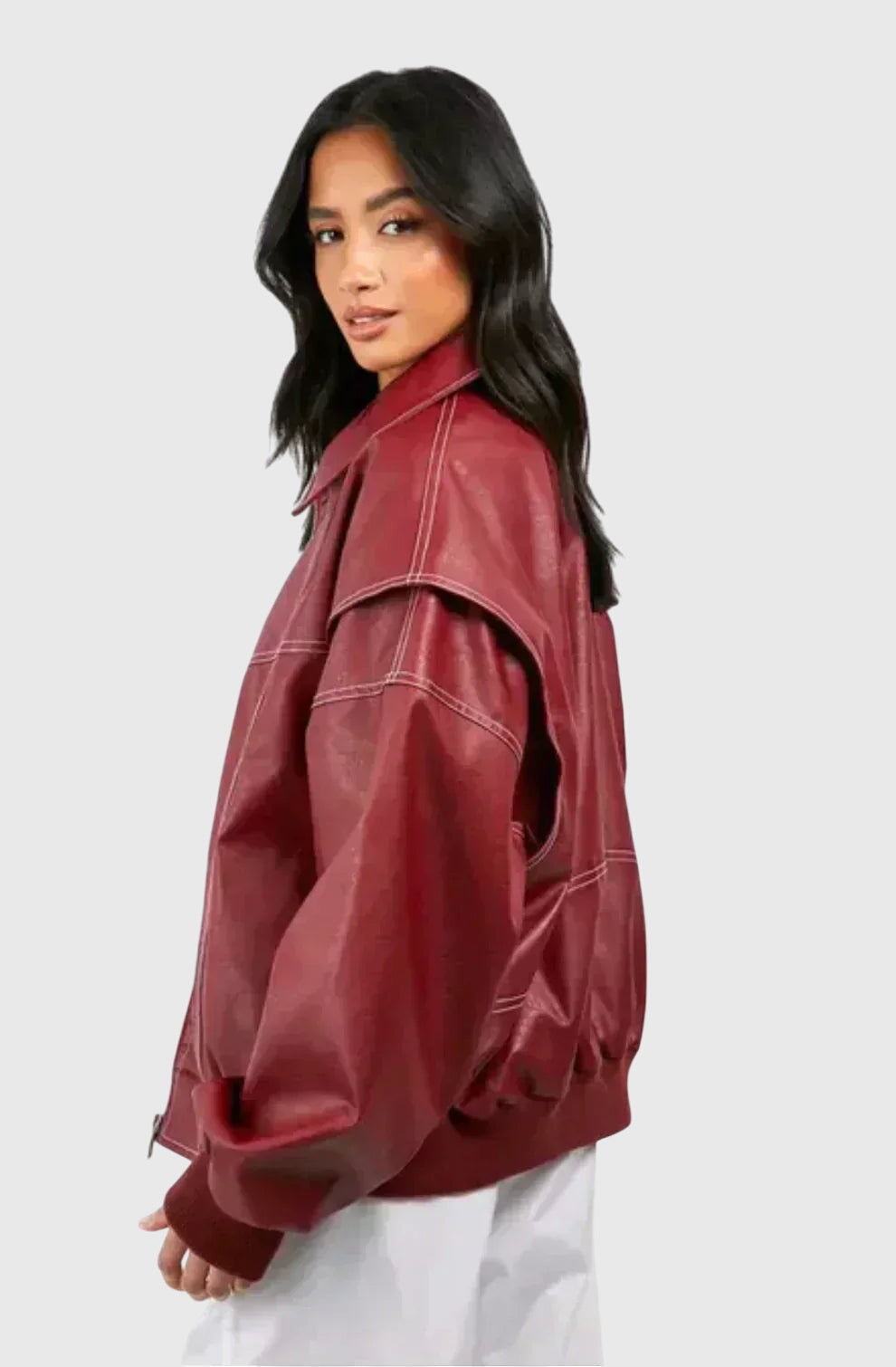 Faye™ - Oversized Læderjakke