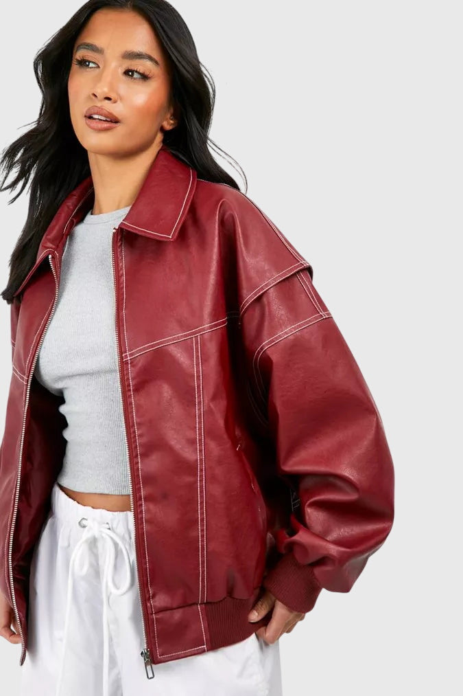 Faye™ - Oversized Læderjakke