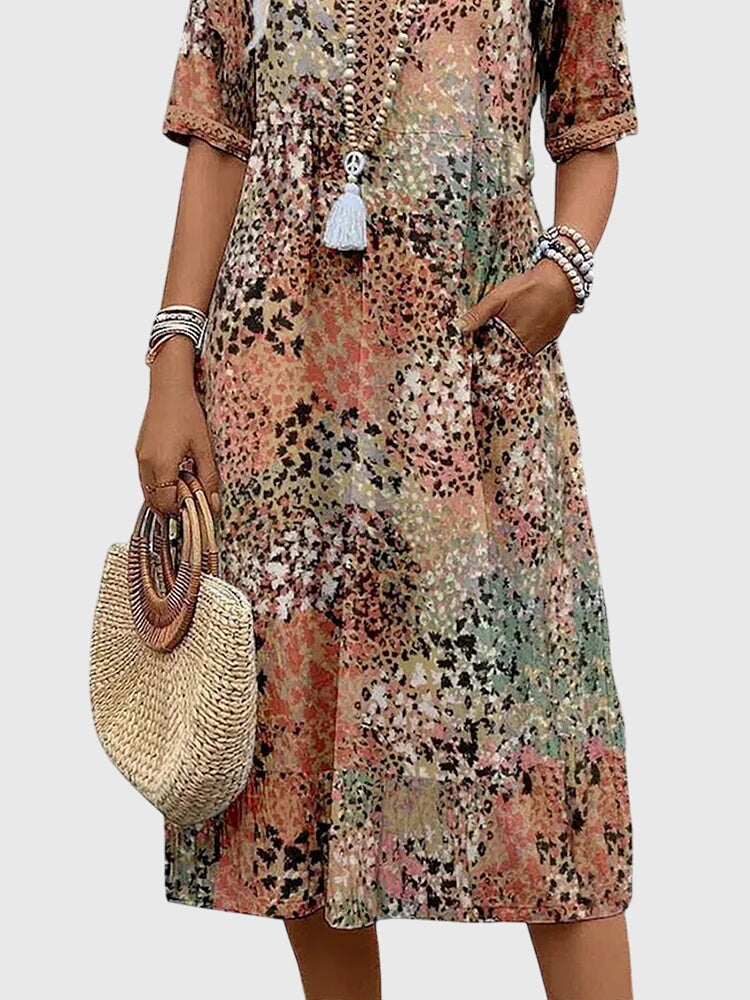 Yvonna™ | Elegant Floral Midi Kjole