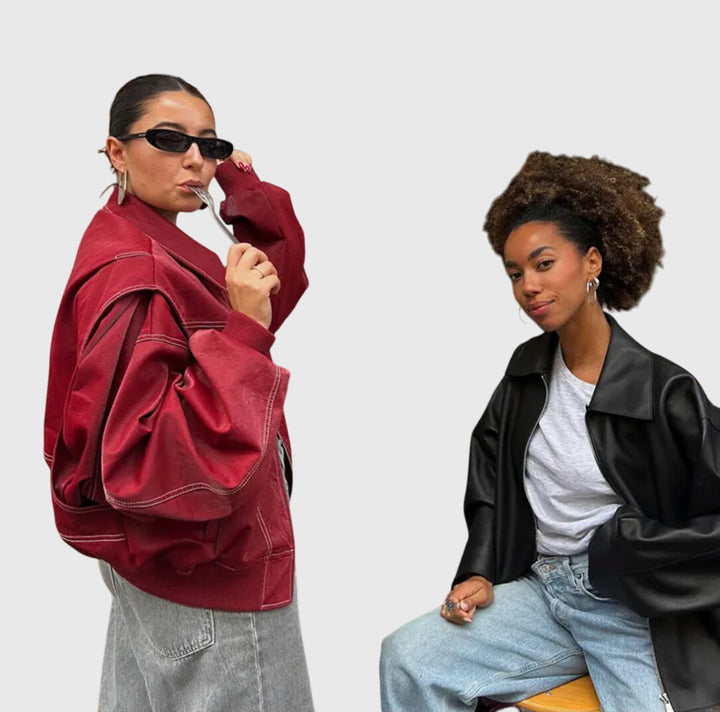 Faye™ - Oversized Læderjakke