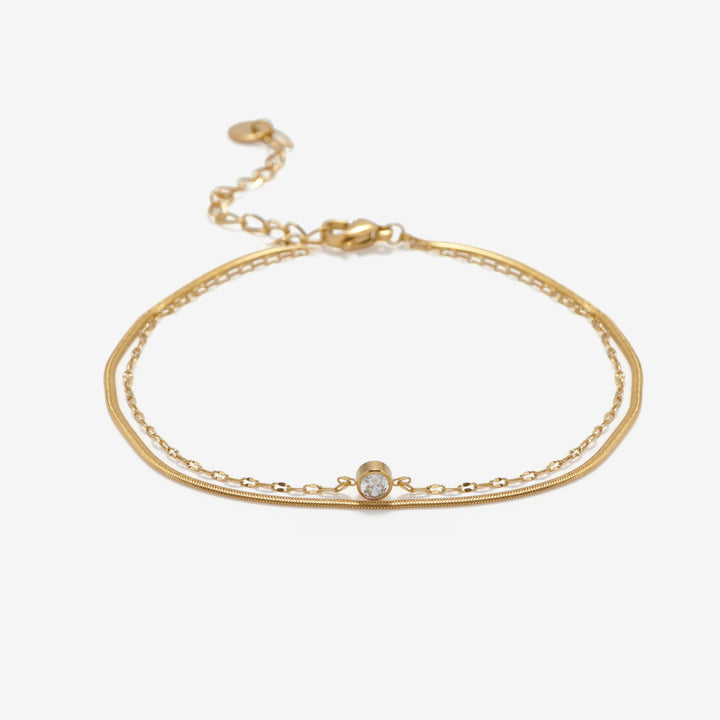 Rhinestone Dobbeltlag Bracelet