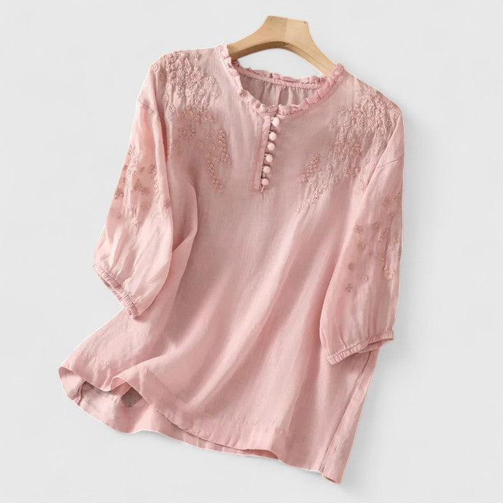 Vasilene | Elegant Knap-Front Bluse