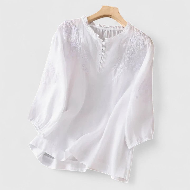 Vasilene | Elegant Knap-Front Bluse