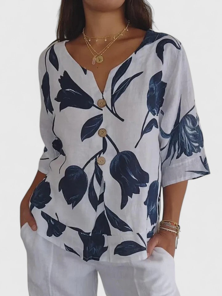 Laura | Komfortabel V-Hals Bluse