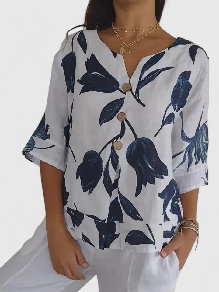 Laura | Komfortabel V-Hals Bluse