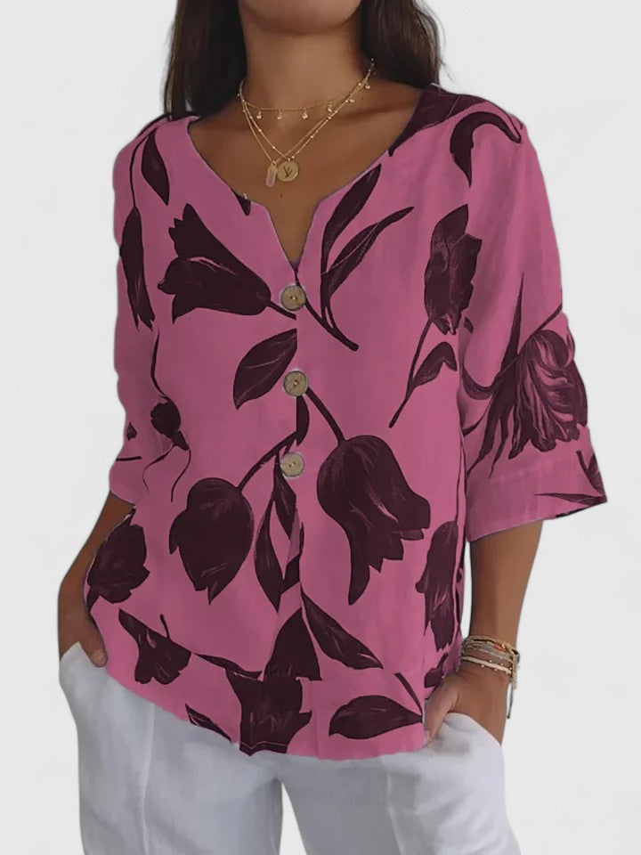 Laura | Komfortabel V-Hals Bluse