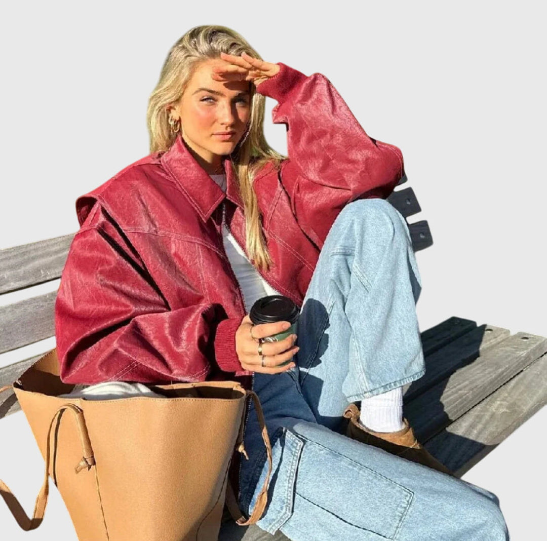 Faye™ - Oversized Læderjakke